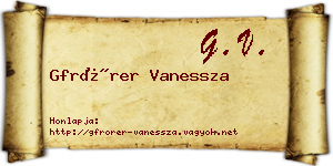 Gfrörer Vanessza névjegykártya